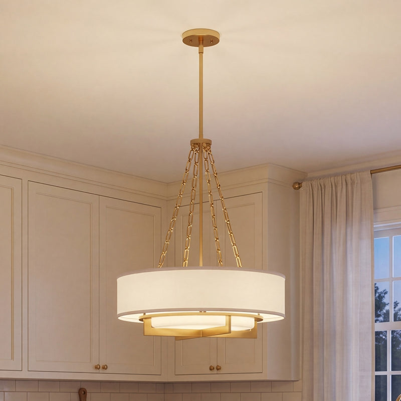 Savoy House Brentwood 4 Lt Pendant, White, Warm Brass