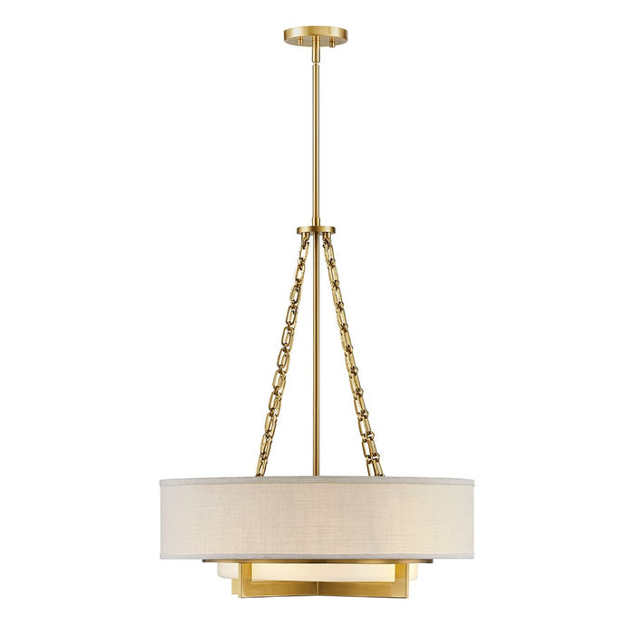 Savoy House Brentwood 4 Lt Pendant, White, Warm Brass
