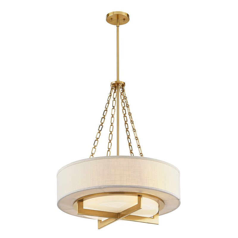 Savoy House Brentwood 4 Lt Pendant, White, Warm Brass