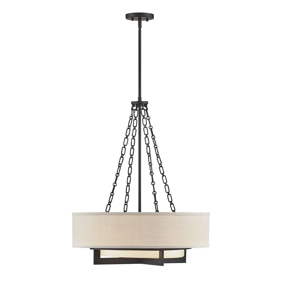 Savoy House Brentwood 4 Lt Pendant, White, Matte Black - 7-4999-4-89