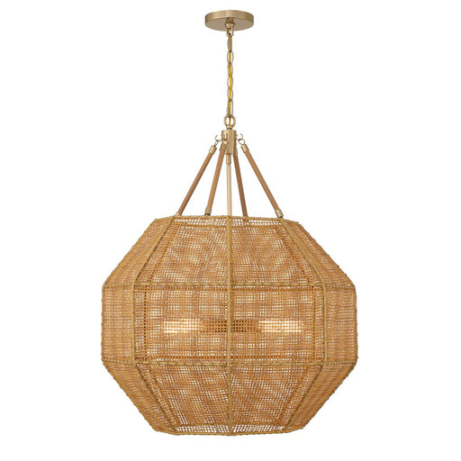 Savoy House Selby 5-Light Pendant, Burnished Brass/Rattan - 7-5106-5-177