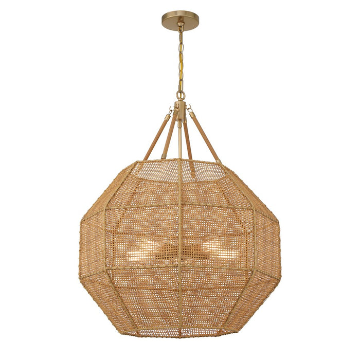 Savoy House Selby 5-Light Pendant, Burnished Brass/Rattan