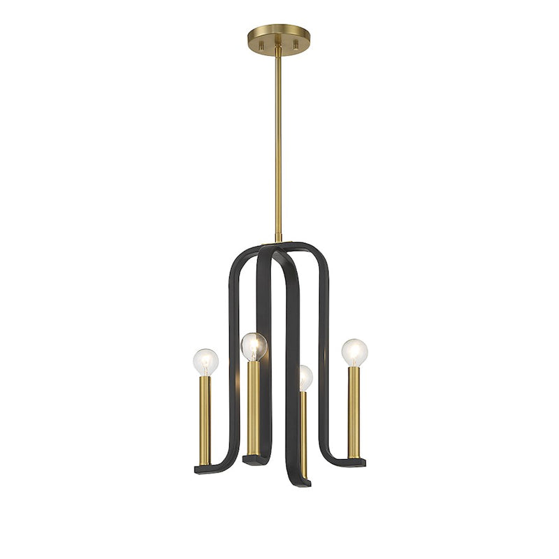 Savoy House Archway 4Lt Pendant, Black/Brass