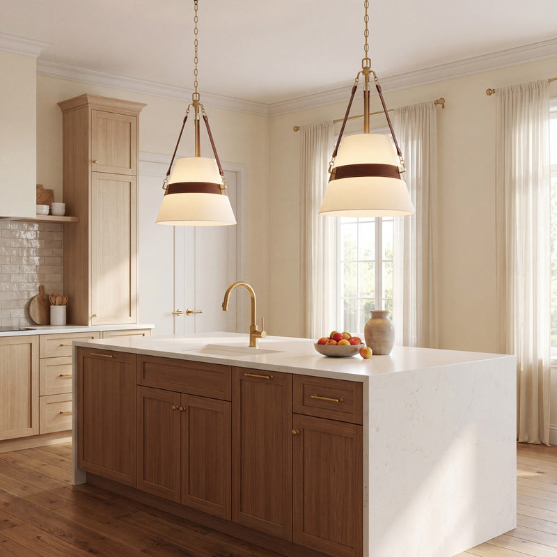 Savoy House Corinth 3 Lt Pendant, White, Warm Brass