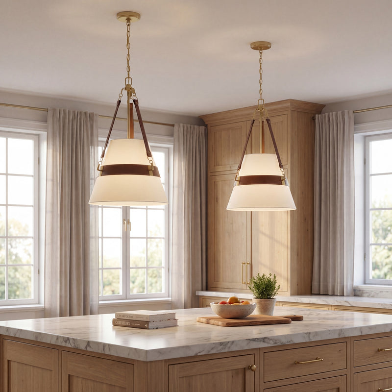 Savoy House Corinth 3 Lt Pendant, White, Warm Brass