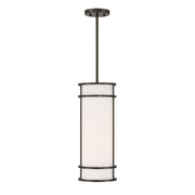 Savoy House Porter 8in 1-Light Pendant | Coastal Mediterranean Bronze and White Opal Glass | Kitchen Island & Hallway | 8 x 8 x 20 in | Model 7-5699-1-15