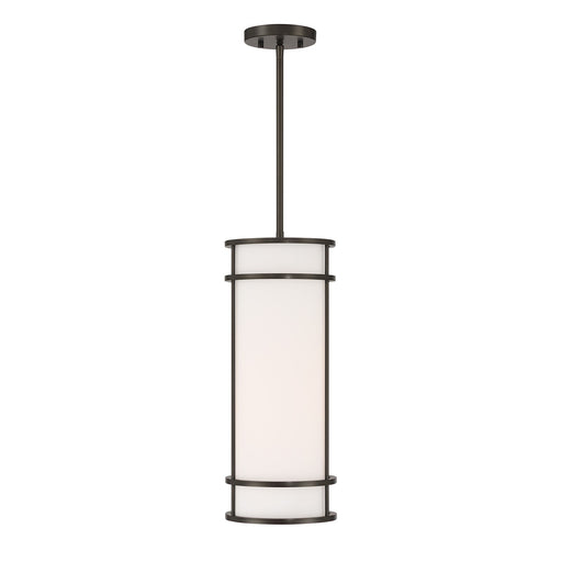 Savoy House Porter 8in 1-Light Pendant | Coastal Mediterranean Bronze and White Opal Glass | Kitchen Island & Hallway | 8 x 8 x 20 in | Model 7-5699-1-15