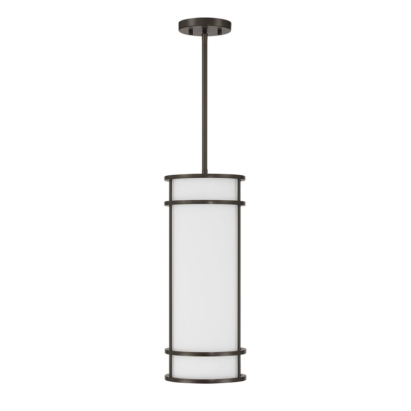 Savoy House Porter 8in 1-Light Pendant | Coastal Mediterranean Bronze and White Opal Glass | Kitchen Island & Hallway | 8 x 8 x 20 in | Model 7-5699-1-15