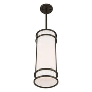 Savoy House Porter 8in 1-Light Pendant | Coastal Mediterranean Bronze and White Opal Glass | Kitchen Island & Hallway | 8 x 8 x 20 in | Model 7-5699-1-15