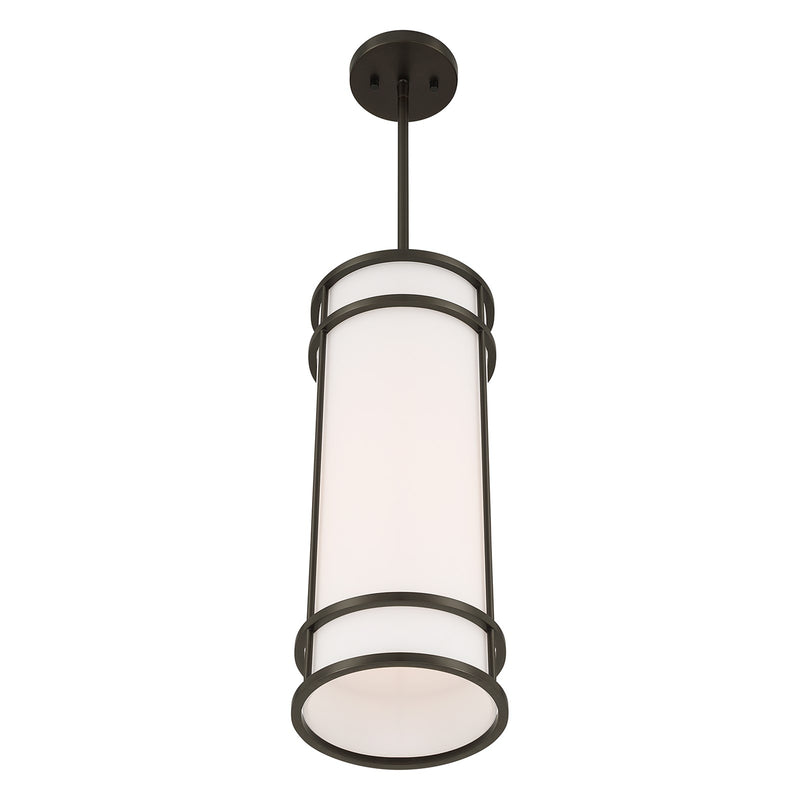 Savoy House Porter 8in 1-Light Pendant | Coastal Mediterranean Bronze and White Opal Glass | Kitchen Island & Hallway | 8 x 8 x 20 in | Model 7-5699-1-15