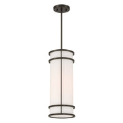Savoy House Porter 8in 1-Light Pendant | Coastal Mediterranean Bronze and White Opal Glass | Kitchen Island & Hallway | 8 x 8 x 20 in | Model 7-5699-1-15