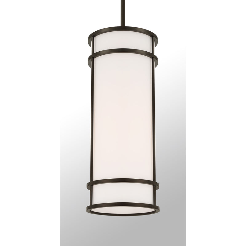 Savoy House Porter 8in 1-Light Pendant | Coastal Mediterranean Bronze and White Opal Glass | Kitchen Island & Hallway | 8 x 8 x 20 in | Model 7-5699-1-15