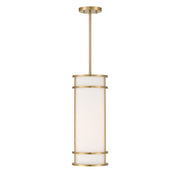 Savoy House Porter 8in 1-Light Pendant | Coastal Warm Brass and White Opal Glass | Kitchen Island & Hallway | 8 x 8 x 20 in | Model 7-5699-1-322