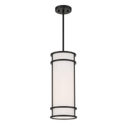 Savoy House Porter 8in 1-Light Mini-Pendant | Coastal Craftsman Matte Black and White Opal Glass | Kitchen Island & Dining Room | 8 in | Model 7-5699-1-89
