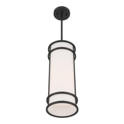 Savoy House Porter 8in 1-Light Mini-Pendant | Coastal Craftsman Matte Black and White Opal Glass | Kitchen Island & Dining Room | 8 in | Model 7-5699-1-89
