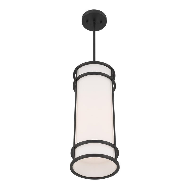 Savoy House Porter 8in 1-Light Mini-Pendant | Coastal Craftsman Matte Black and White Opal Glass | Kitchen Island & Dining Room | 8 in | Model 7-5699-1-89