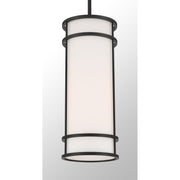 Savoy House Porter 8in 1-Light Mini-Pendant | Coastal Craftsman Matte Black and White Opal Glass | Kitchen Island & Dining Room | 8 in | Model 7-5699-1-89