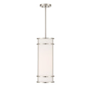Savoy House Porter 8in 1-Light Mini-Pendant | Coastal Craftsman Satin Nickel and White Opal Glass | Kitchen Island & Dining Room | 8 in | Model 7-5699-1-SN