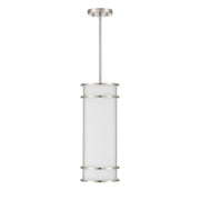 Savoy House Porter 8in 1-Light Mini-Pendant | Coastal Craftsman Satin Nickel and White Opal Glass | Kitchen Island & Dining Room | 8 in | Model 7-5699-1-SN