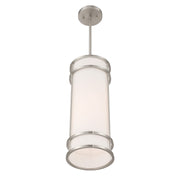 Savoy House Porter 8in 1-Light Mini-Pendant | Coastal Craftsman Satin Nickel and White Opal Glass | Kitchen Island & Dining Room | 8 in | Model 7-5699-1-SN