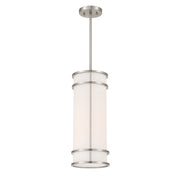 Savoy House Porter 8in 1-Light Mini-Pendant | Coastal Craftsman Satin Nickel and White Opal Glass | Kitchen Island & Dining Room | 8 in | Model 7-5699-1-SN
