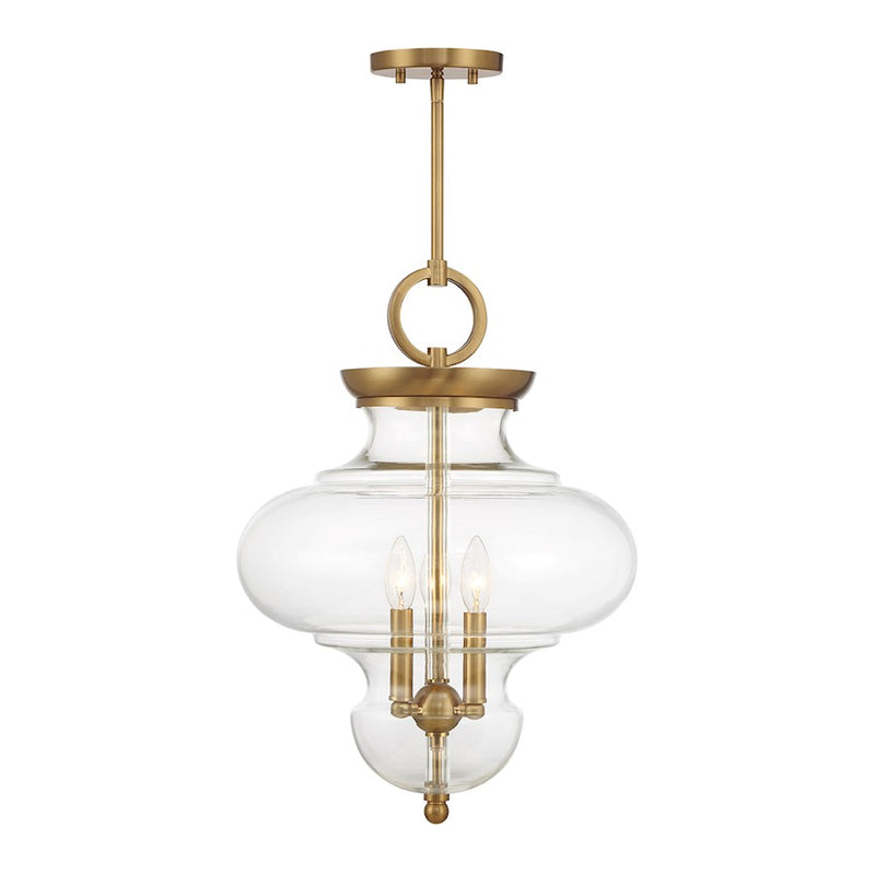 Savoy House Bergdorf 3-Light Pendant, Warm Brass