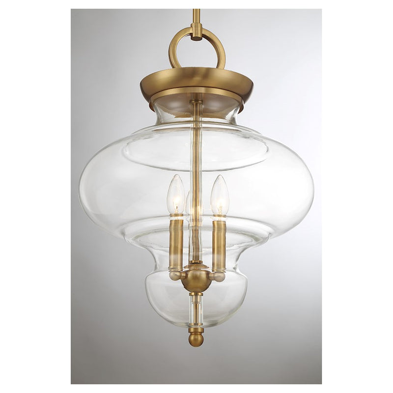 Savoy House Bergdorf 3-Light Pendant, Warm Brass