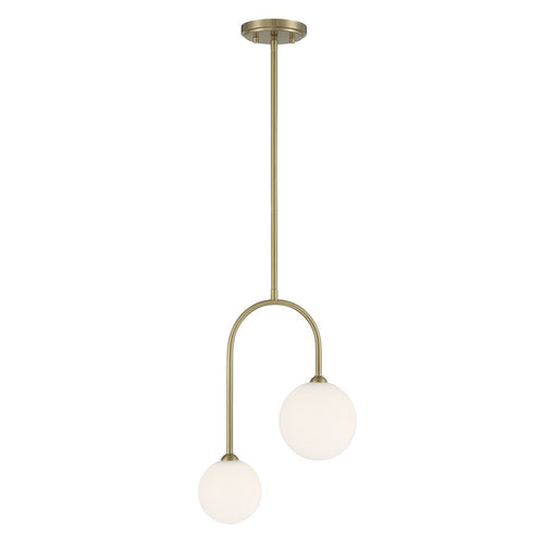 Savoy House Chester 2 Lt Pendant, White Opal, Noble Brass - 7-5981-2-127