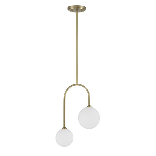 Savoy House Chester 2 Lt Pendant, White Opal, Noble Brass