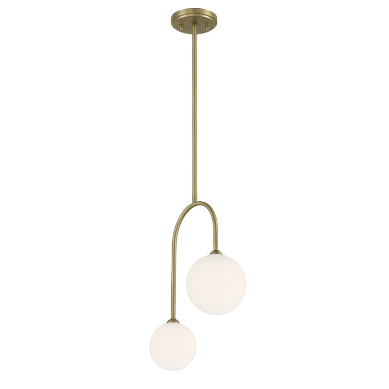 Savoy House Chester 2 Lt Pendant, White Opal, Noble Brass