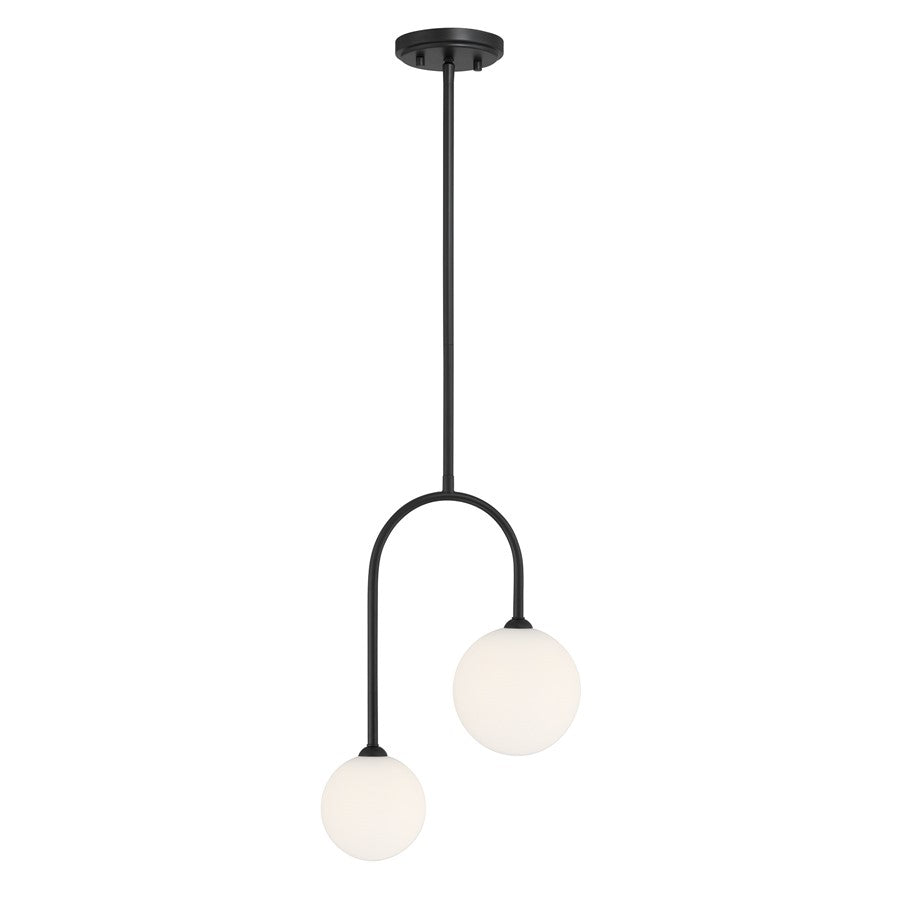 Savoy House Chester 2 Lt Pendant, White Opal, Matte Black - 7-5981-2-89