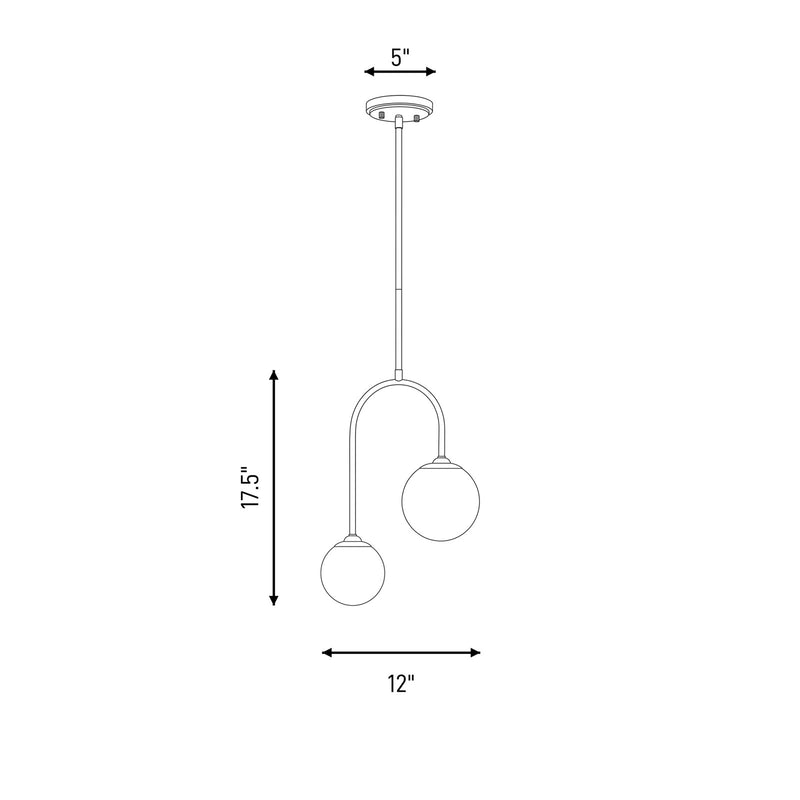 Savoy House Chester 2 Lt Pendant, White Opal, Matte Black