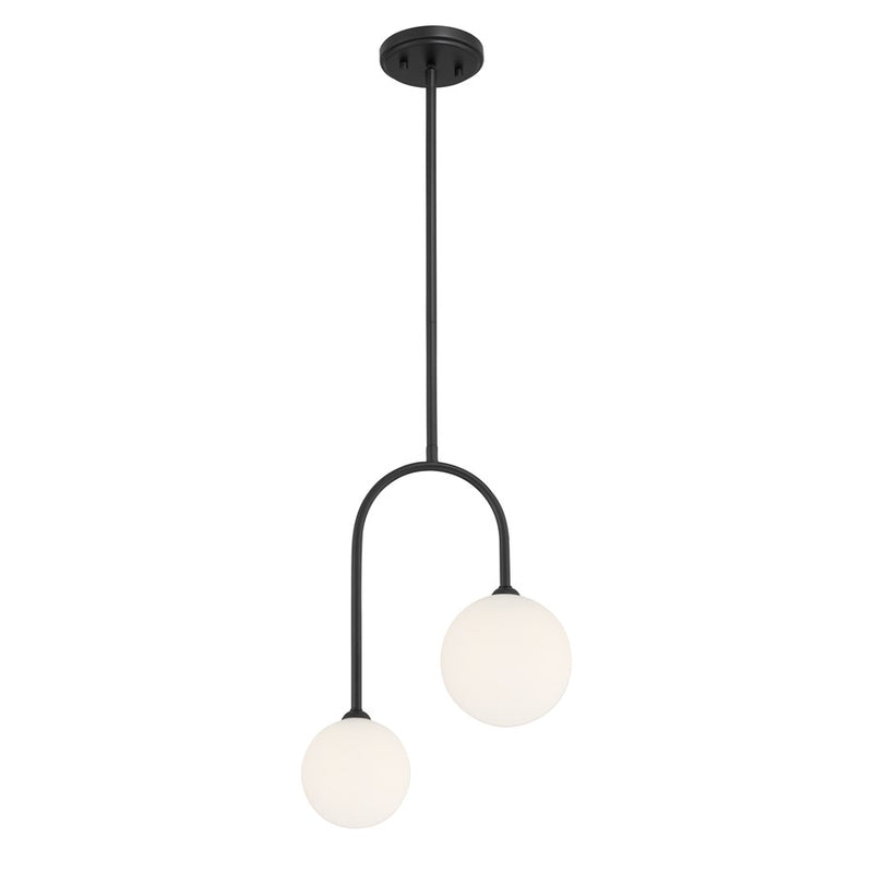 Savoy House Chester 2 Lt Pendant, White Opal, Matte Black