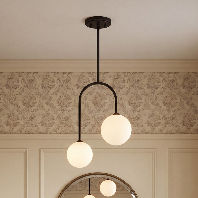 Savoy House Chester 2 Lt Pendant, White Opal, Matte Black