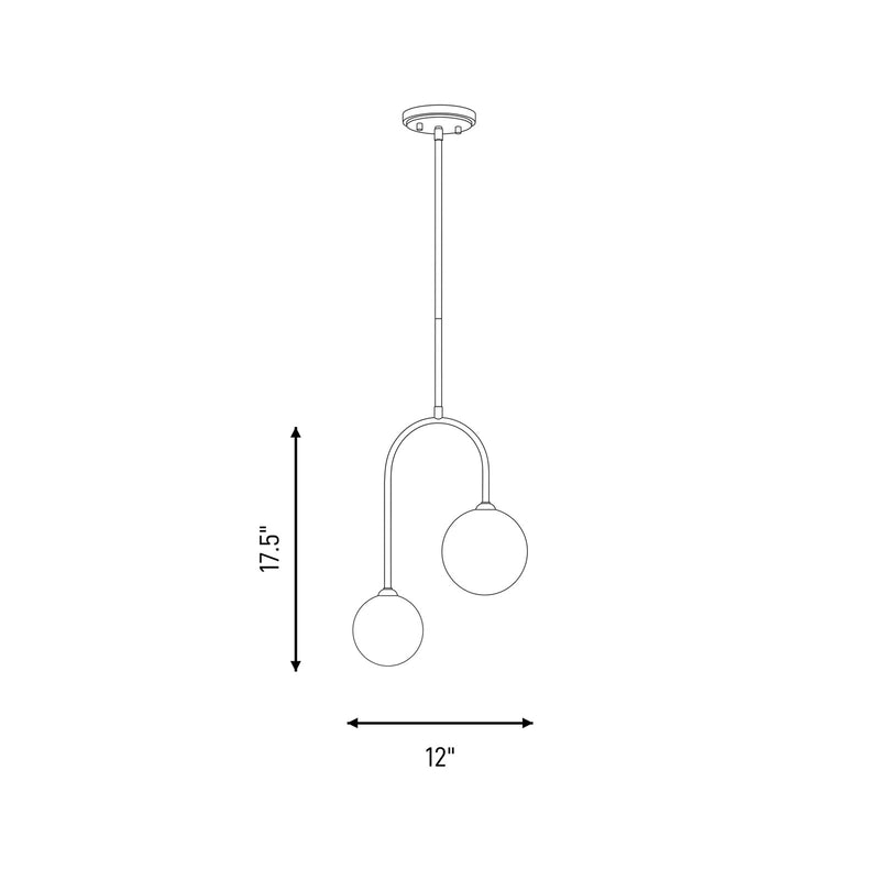 Savoy House Chester 2 Lt Pendant, White Opal, Matte Black