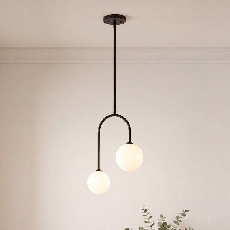 Savoy House Chester 2 Lt Pendant, White Opal, Matte Black
