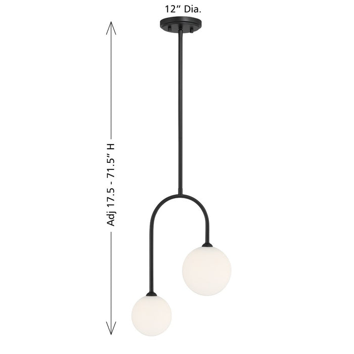 Savoy House Chester 2 Lt Pendant, White Opal, Matte Black