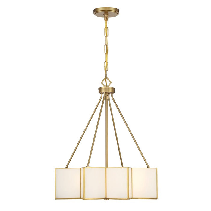 Savoy House Reiling 3 Light Pendant, Warm Brass/White - 7-5988-3-322