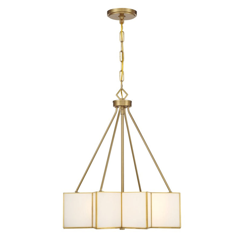 Savoy House Reiling 3 Light Pendant, Warm Brass/White