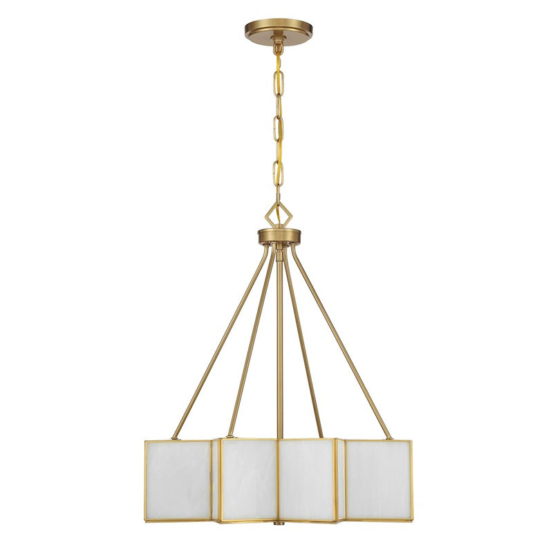 Savoy House Reiling 3 Light Pendant, Warm Brass/White