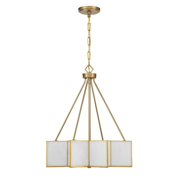 Savoy House Reiling 3 Light Pendant, Warm Brass/White