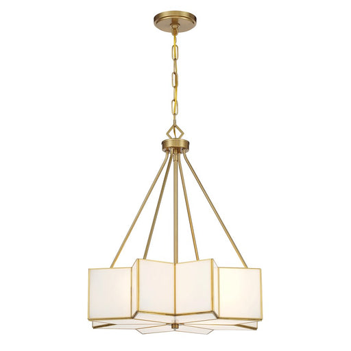 Savoy House Reiling 3 Light Pendant, Warm Brass/White