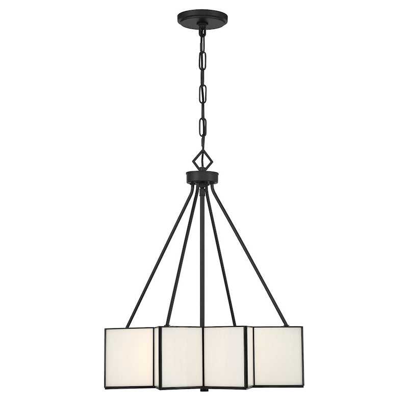 Savoy House Reiling 3 Light Pendant, Matte Black/White