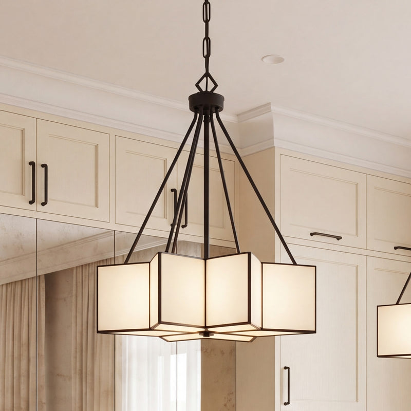 Savoy House Reiling 3 Light Pendant, Matte Black/White