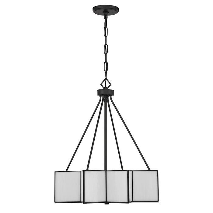 Savoy House Reiling 3 Light Pendant, Matte Black/White