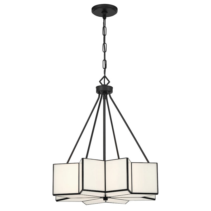 Savoy House Reiling 3 Light Pendant, Matte Black/White