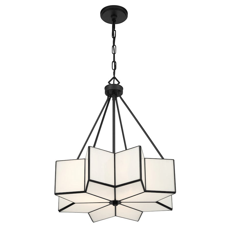 Savoy House Reiling 3 Light Pendant, Matte Black/White
