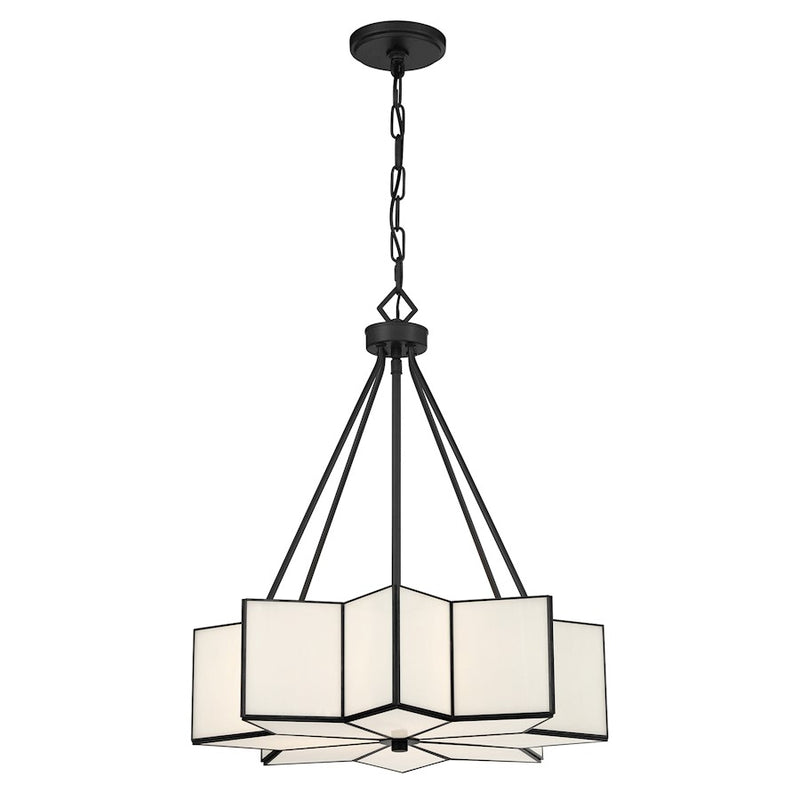 Savoy House Reiling 3 Light Pendant, Matte Black/White