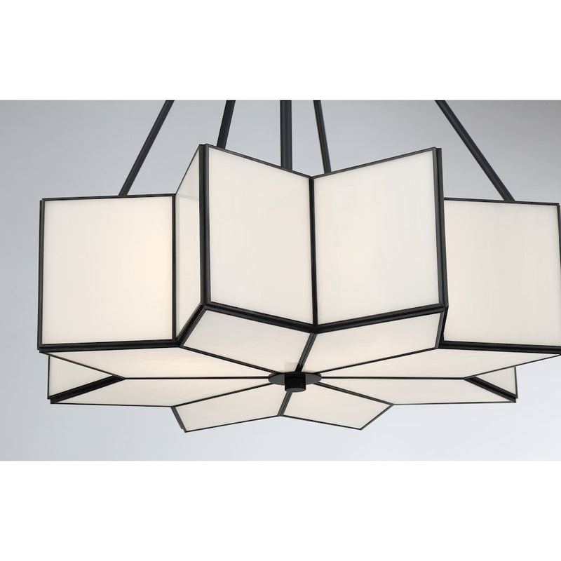 Savoy House Reiling 3 Light Pendant, Matte Black/White