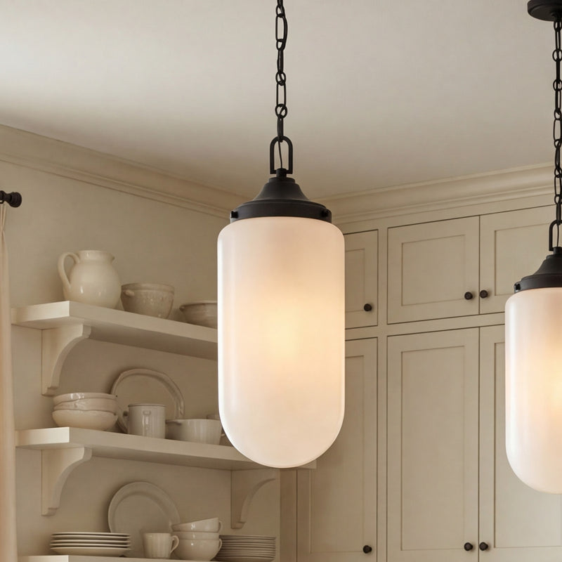 Essentials Bryant 3 Light Pendant, Matte Black/Strie